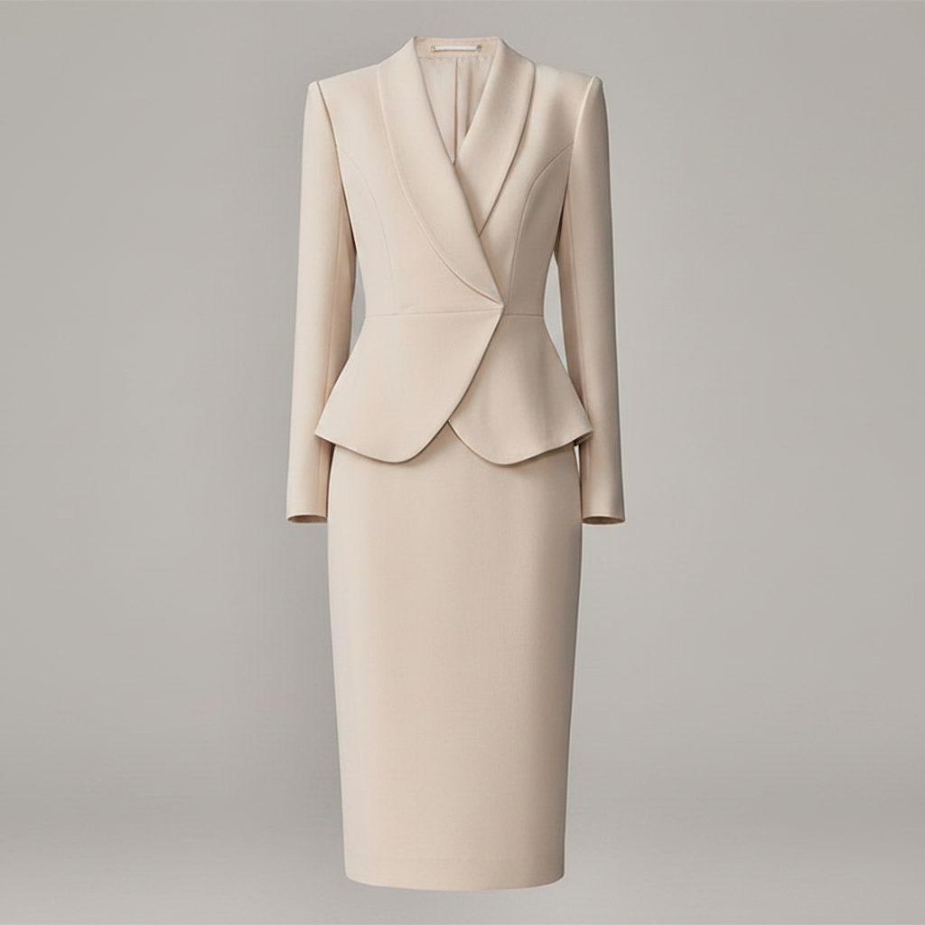 Beige Lapel Women's Suit | Tailored Two-Piece Set