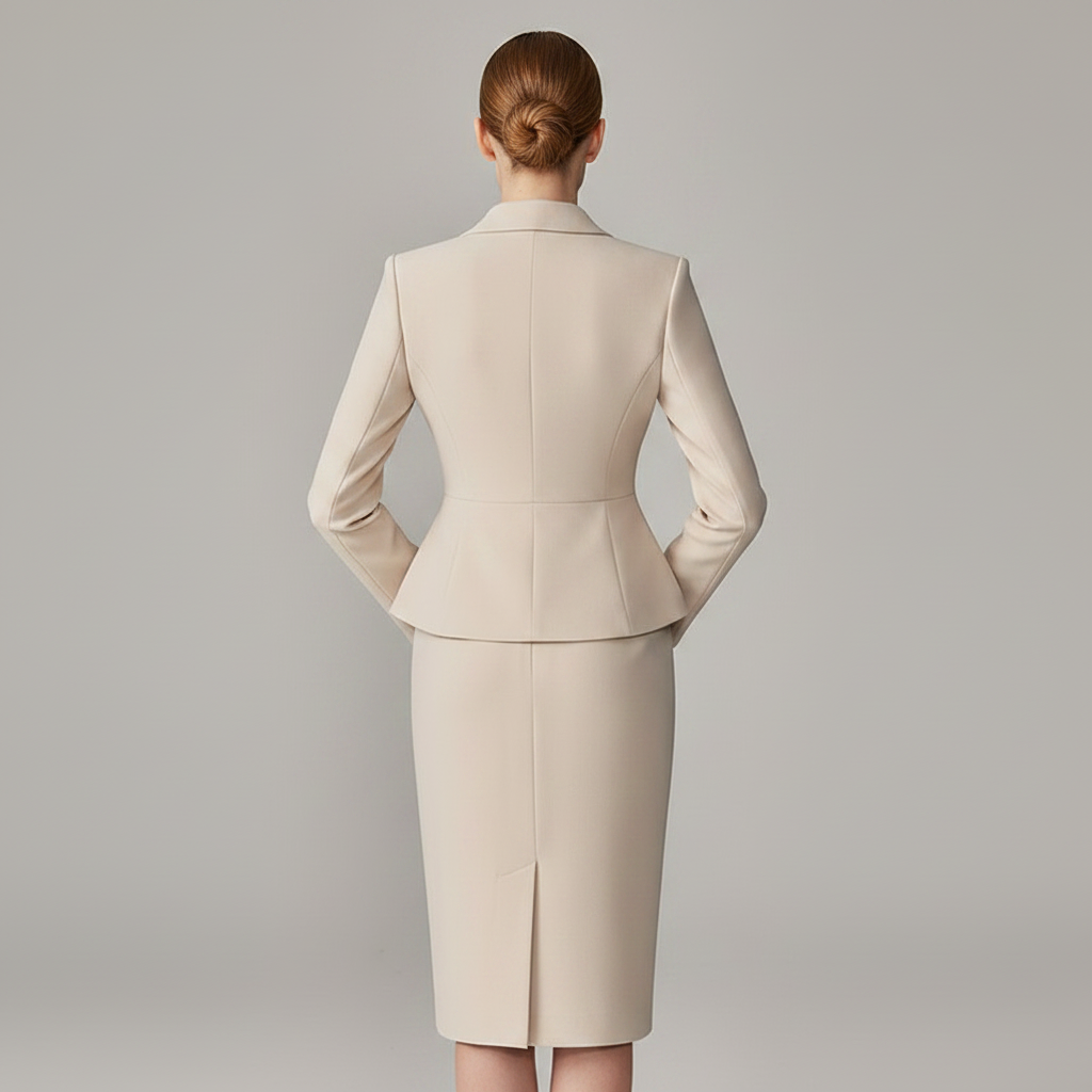 Beige Lapel Women's Suit | Tailored Two-Piece Set