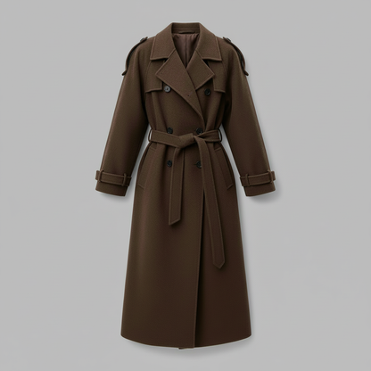 Maxi Wool Coat with Waist Belt | Women's Winter Coat
