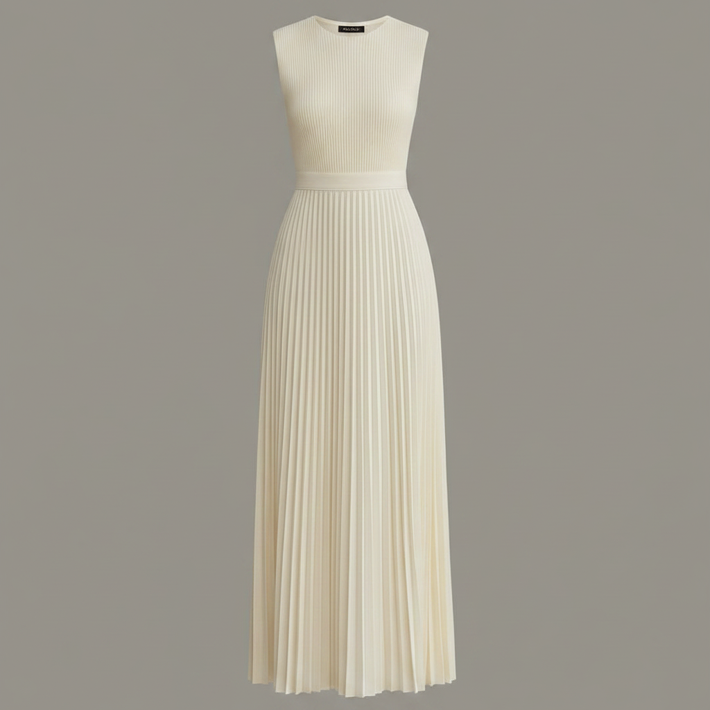 Cream Pleated Hem Maxi Dress | Long Dresses for Women