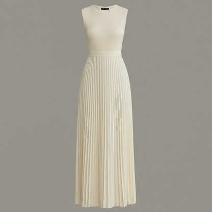 Cream Pleated Hem Maxi Dress | Long Dresses for Women