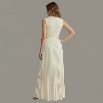 Cream Pleated Hem Maxi Dress | Long Dresses for Women