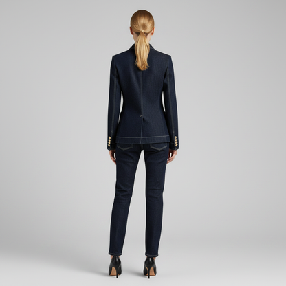 Navy Blue Oversized Denim Jacket | Casual Outerwear for Women