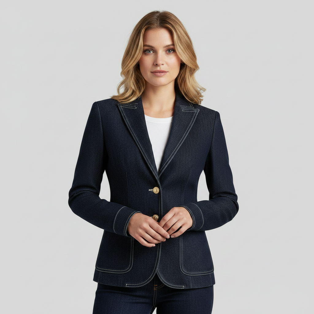 Navy Blue Oversized Denim Jacket | Casual Outerwear for Women