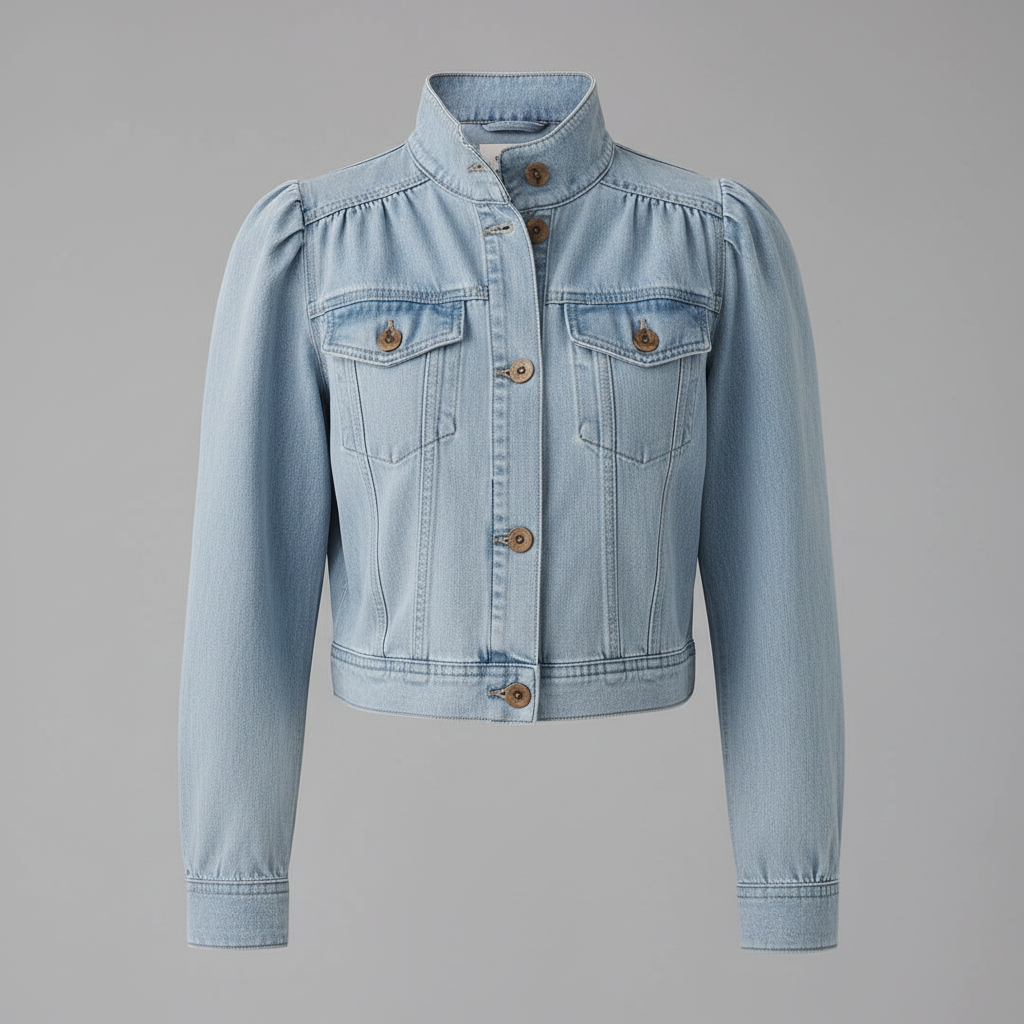 Retro Blue Denim Jacket | Women's Single-Breasted Jean Jacket