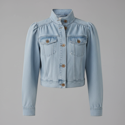 Retro Blue Denim Jacket | Women's Single-Breasted Jean Jacket