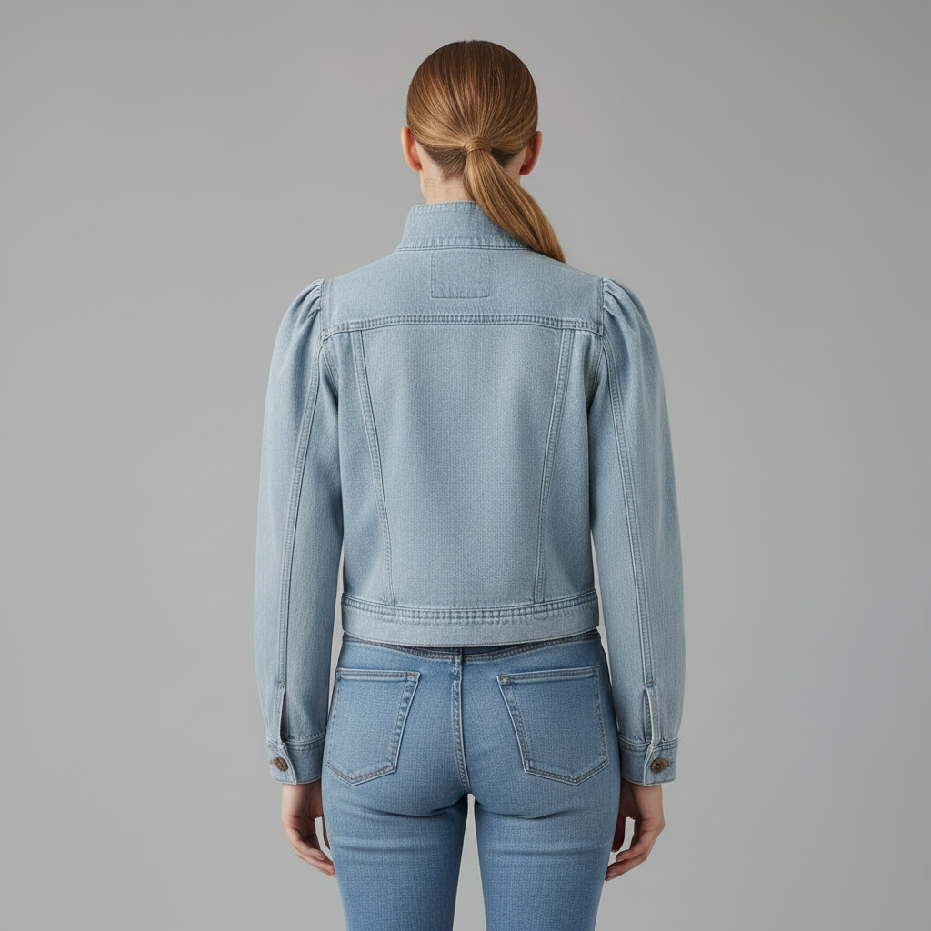 Retro Blue Denim Jacket | Women's Single-Breasted Jean Jacket