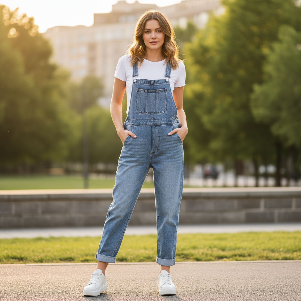 Blue Denim Overalls for Women | Casual Fit