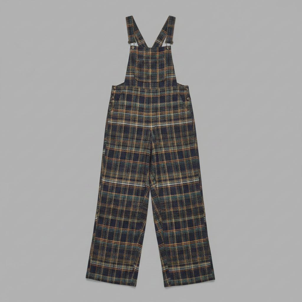 Retro Plaid Wide-Leg Overalls for Women | Casual Fashion