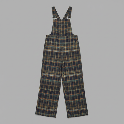 Retro Plaid Wide-Leg Overalls for Women | Casual Fashion