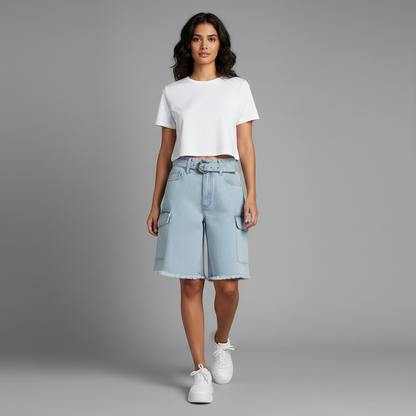 Retro Denim Shorts | Women's Loose Fit Jean Shorts