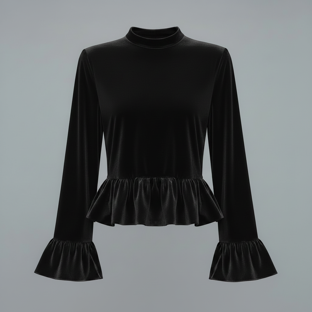 Velvet Puff Sleeve Blouse | Women's Long Sleeve Top