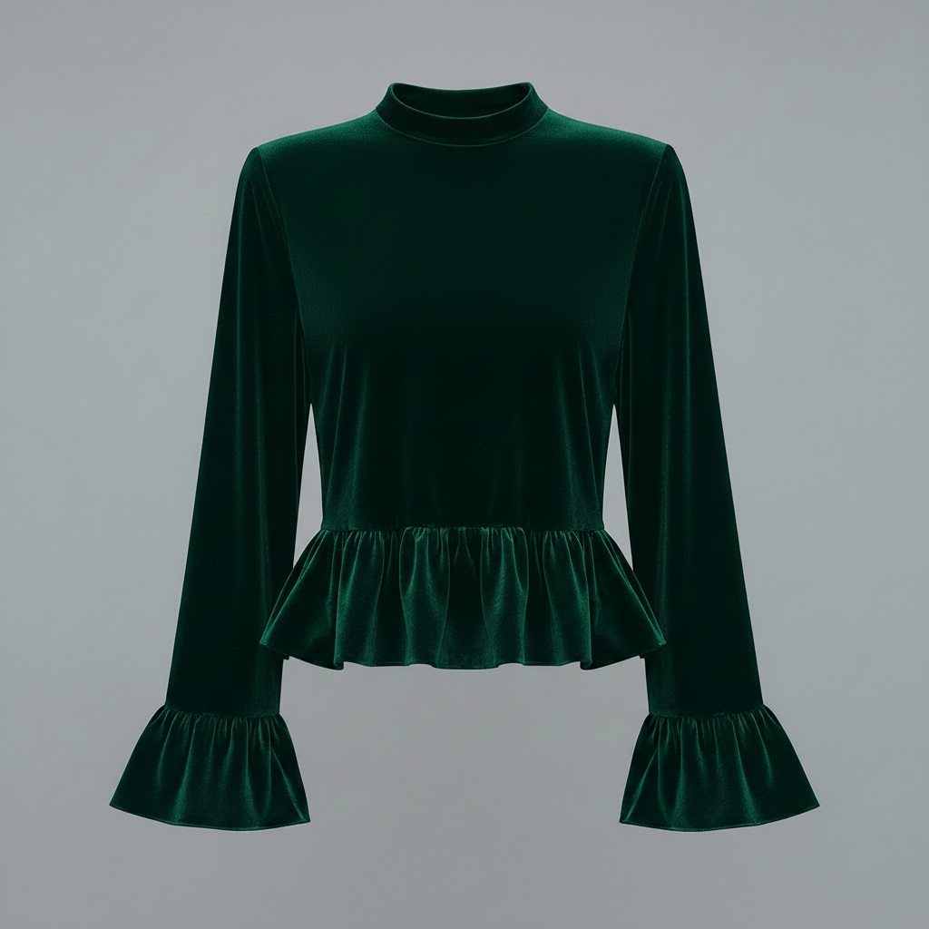Velvet Puff Sleeve Blouse | Women's Long Sleeve Top
