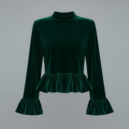 Velvet Puff Sleeve Blouse | Women's Long Sleeve Top
