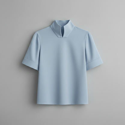 Stand Collar Blouse | Women's Structured Top in Smooth Fabric