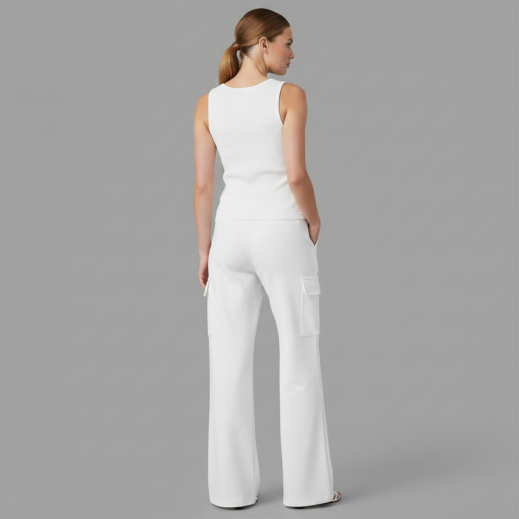 V-Neck Sleeveless Top and Cargo Pants Set | Women's Outfit