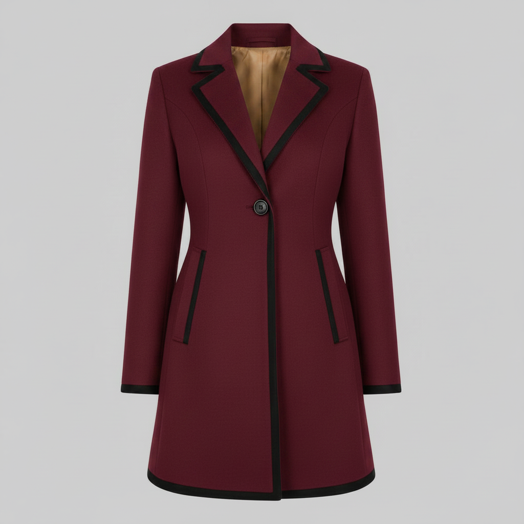 Double-Breasted Coat with Black Trim | Women's Coat