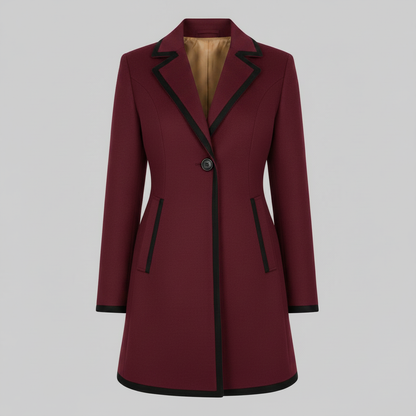 Double-Breasted Coat with Black Trim | Women's Coat