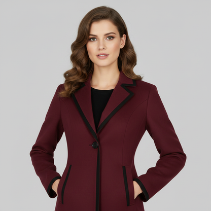 Double-Breasted Coat with Black Trim | Women's Coat