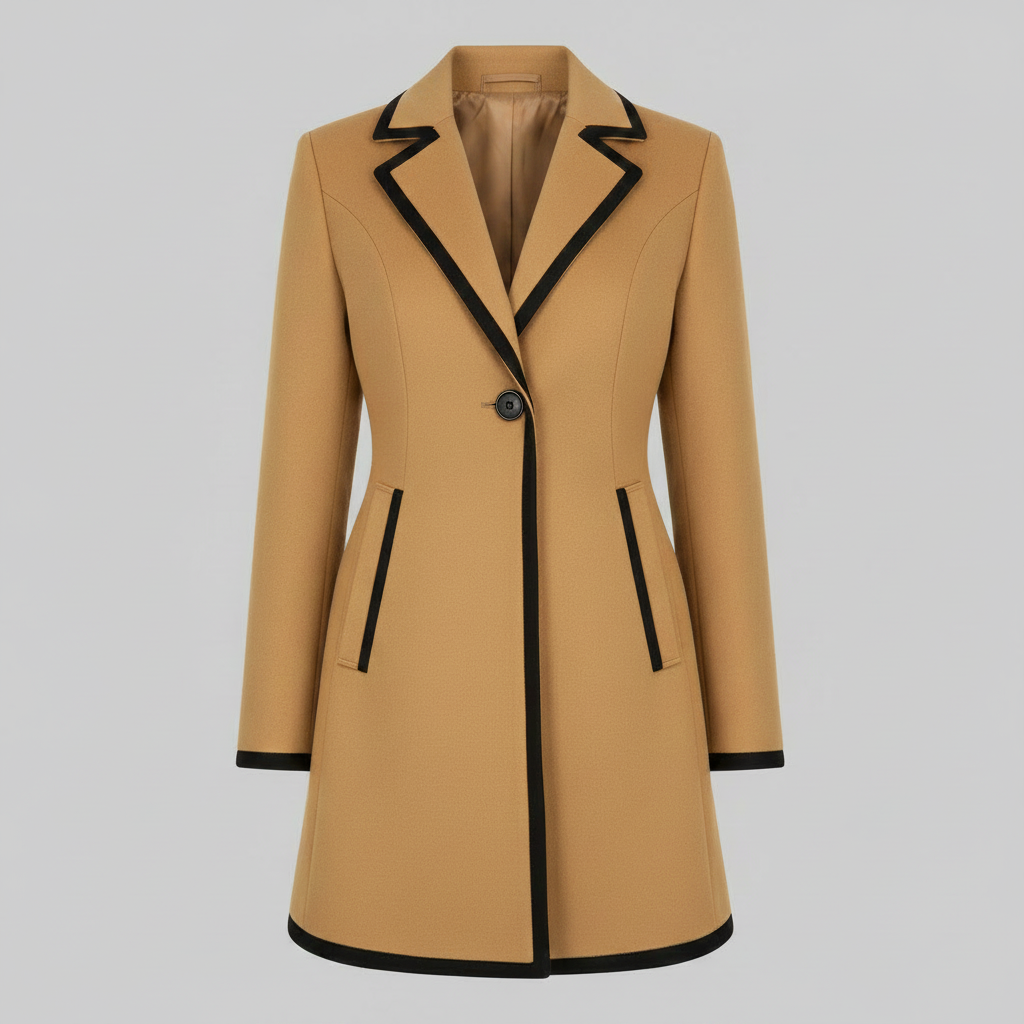 Double-Breasted Coat with Black Trim | Women's Coat