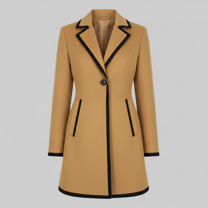 Double-Breasted Coat with Black Trim | Women's Coat