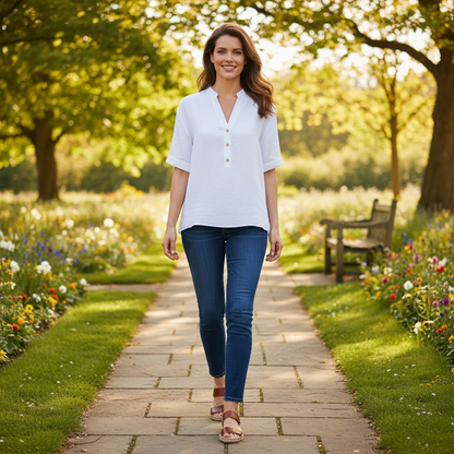 Linen-Blend Blouse | Women's Summer Top