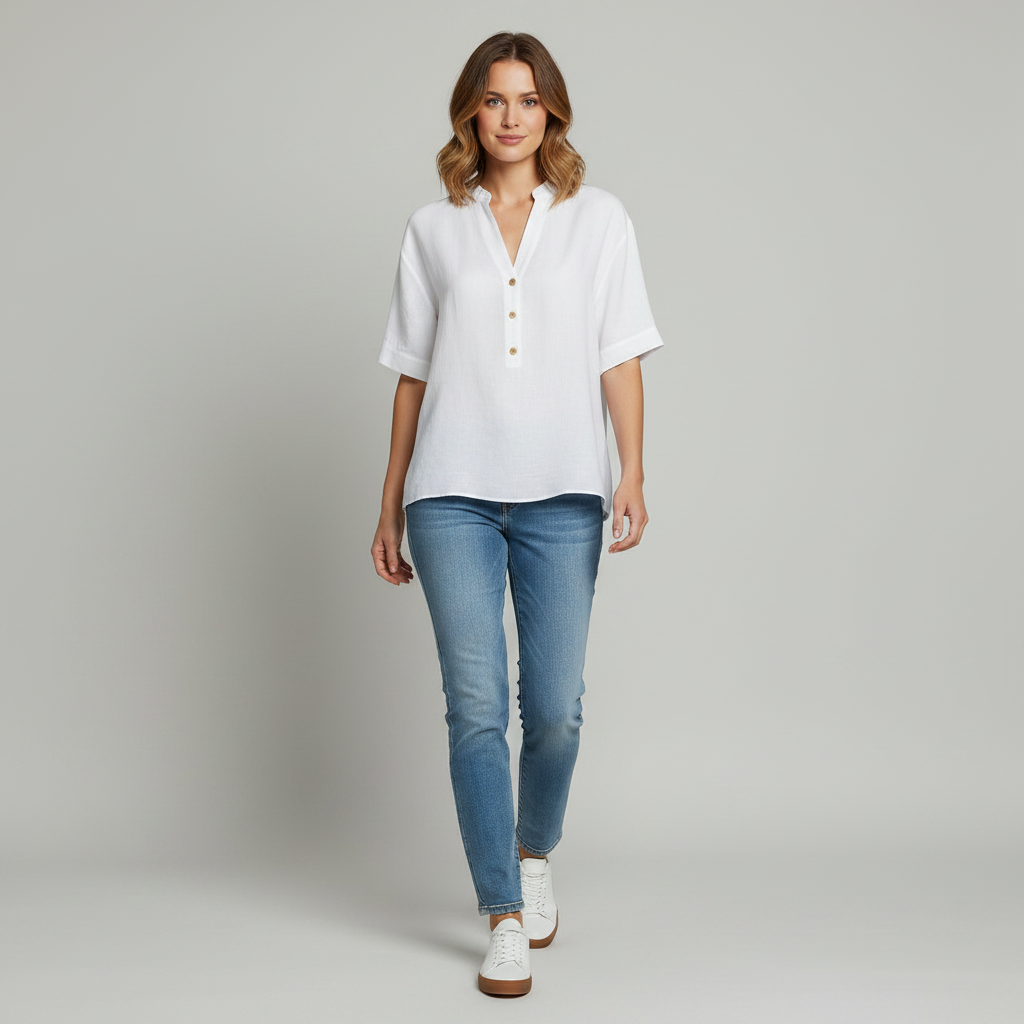 Linen-Blend Blouse | Women's Summer Top