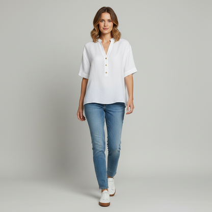 Linen-Blend Blouse | Women's Summer Top