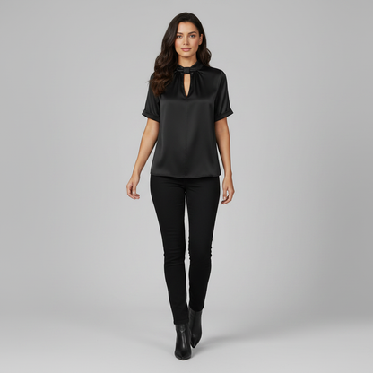Satin Blouse with Keyhole Neckline | Blouses for Women