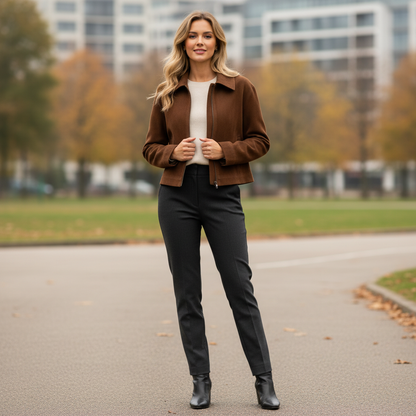 Women's Suede Short Jacket | Stylish Zip-Up Outerwear