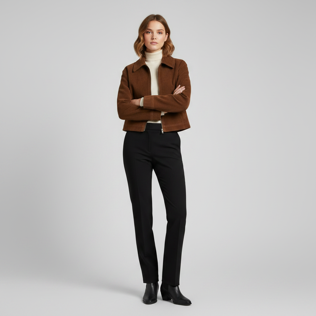 Women's Suede Short Jacket | Stylish Zip-Up Outerwear
